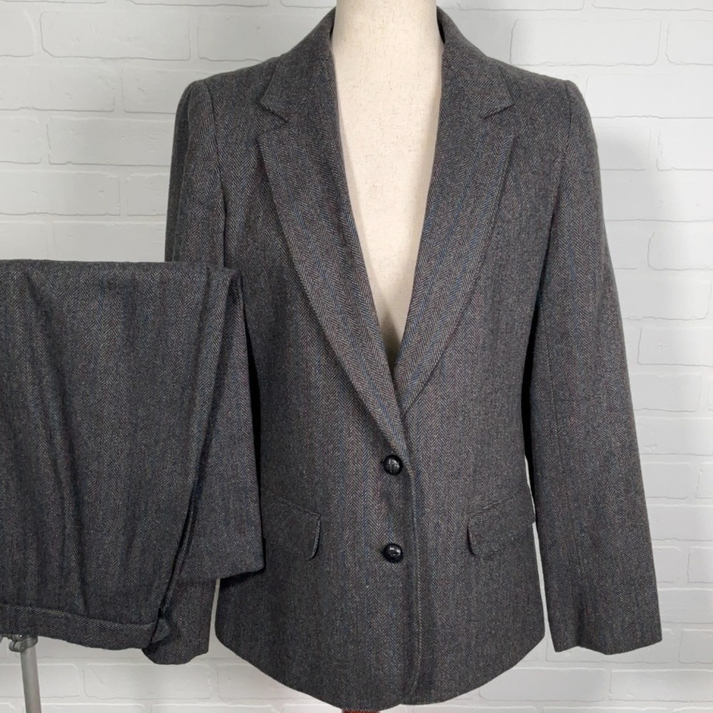 Joyce Winkelman's Skirt Suit Women S/M Gray Multi Herringbone Career Classic 2pc